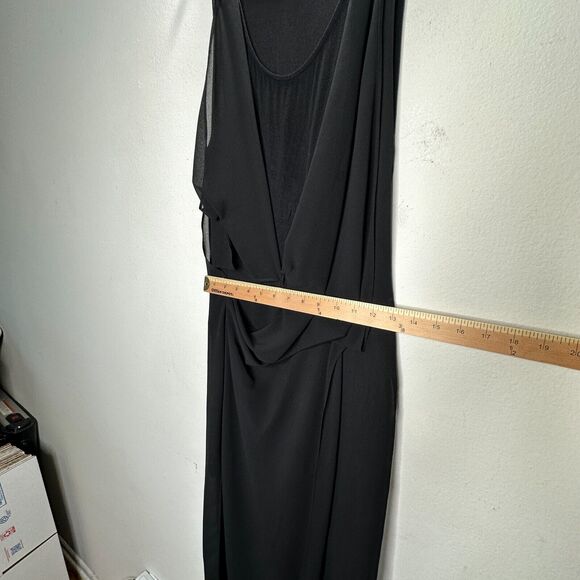 Hyfve Black Draped Sleeveless Faux Wrap Midi Dress Med - Picture 10 of 11